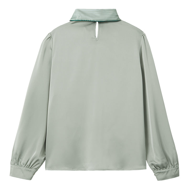 Long Sleeve Blouse With Ribbon (Green)
