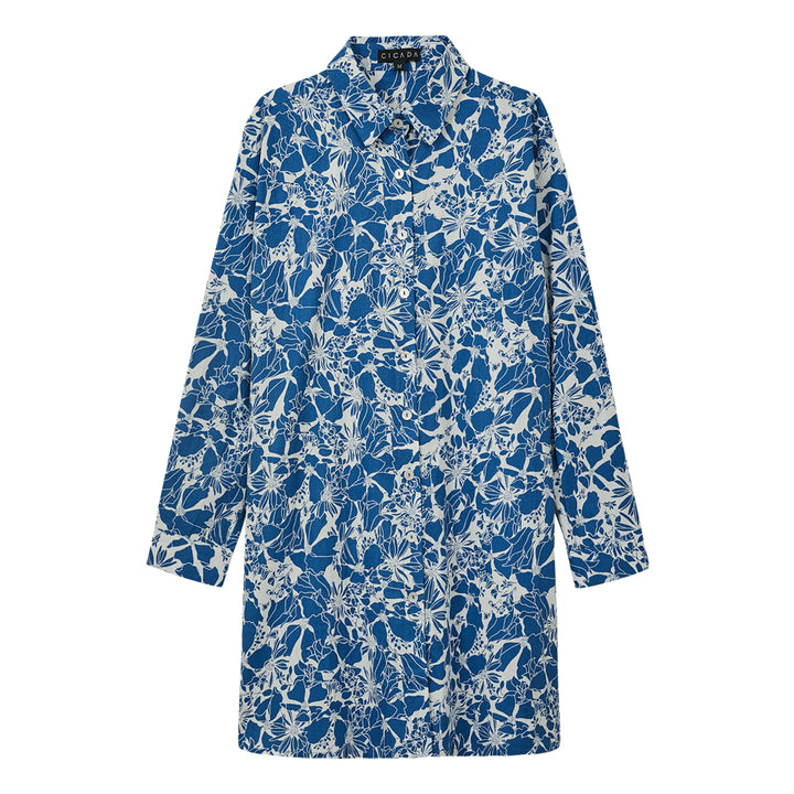 Long Sleeve Floral Shirt (Blue)