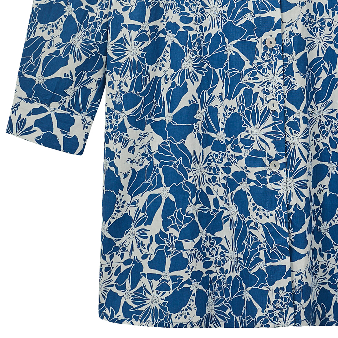 Long Sleeve Floral Shirt (Blue)