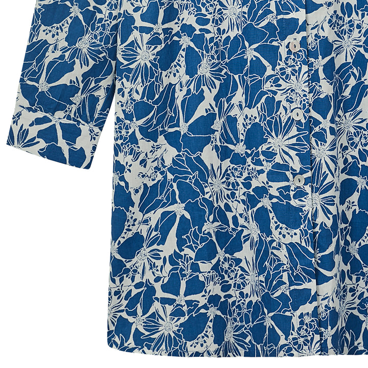 Long Sleeve Floral Shirt (Blue)