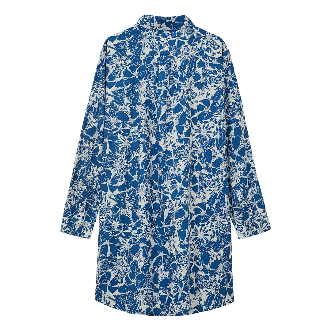 Long Sleeve Floral Shirt (Blue)