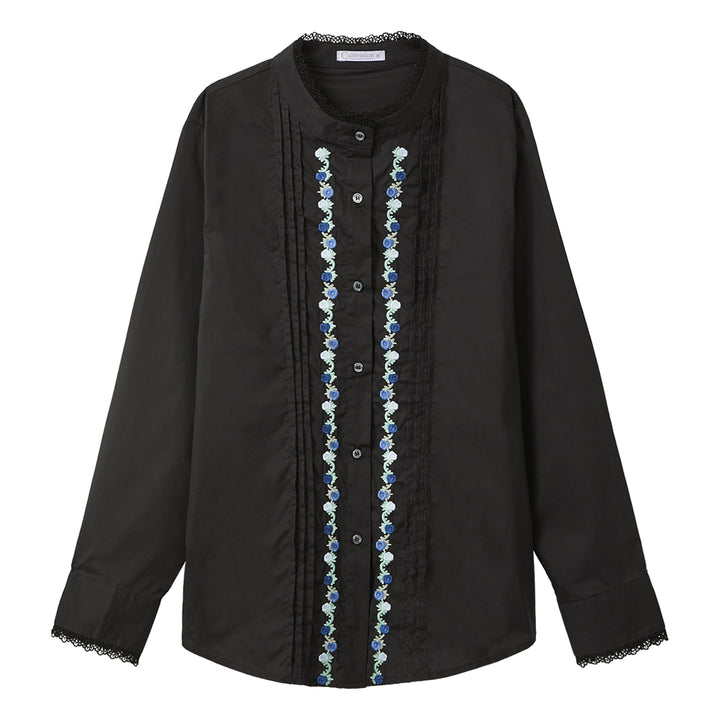 Floral Long Sleeve Blouse (Black)