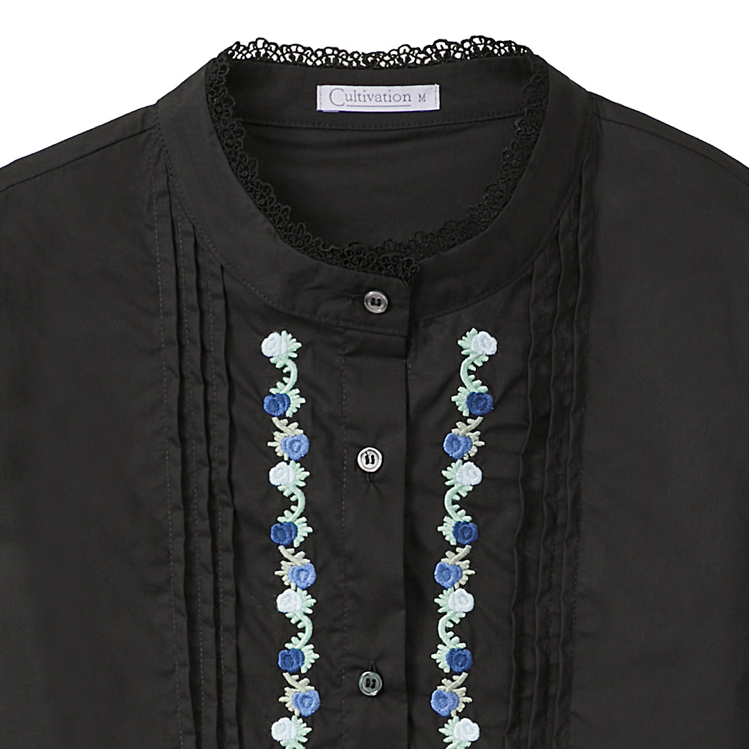 Floral Long Sleeve Blouse (Black)