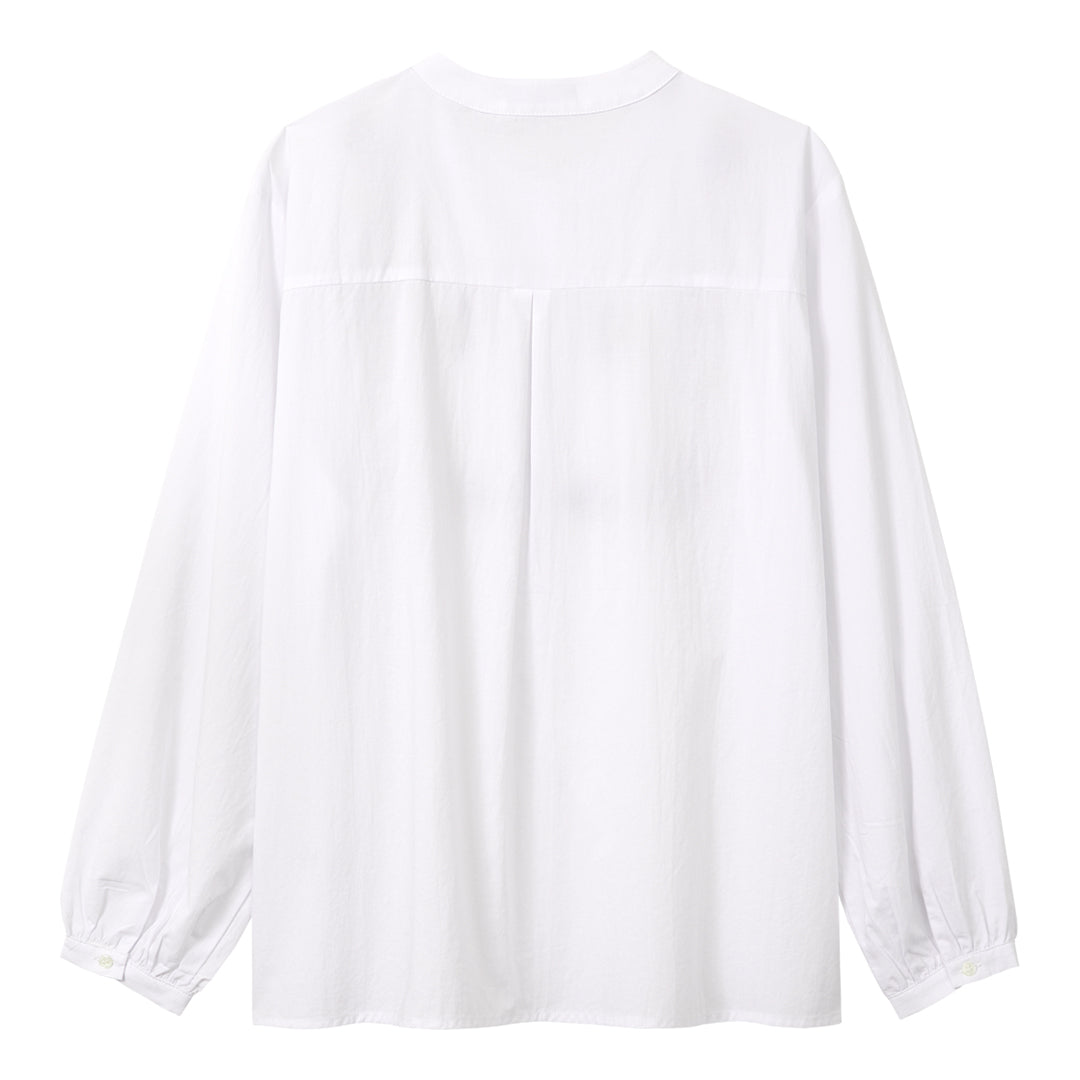 Long Sleeve Square Floral Blouse (White)
