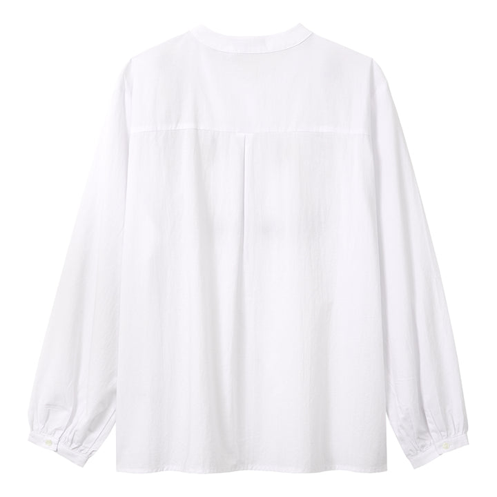 Long Sleeve Square Floral Blouse (White)