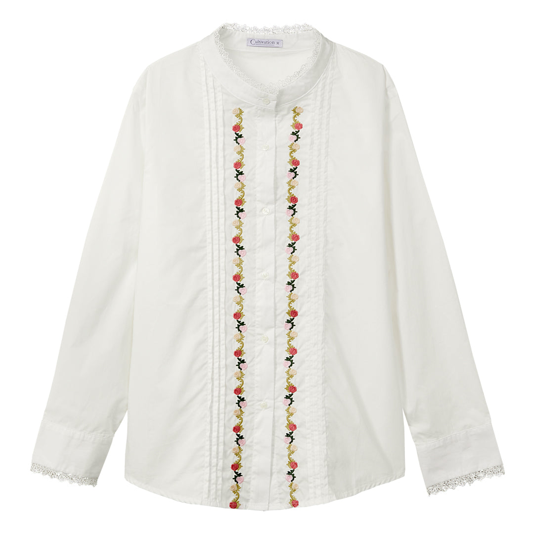 Floral Long Sleeve Blouse (White)
