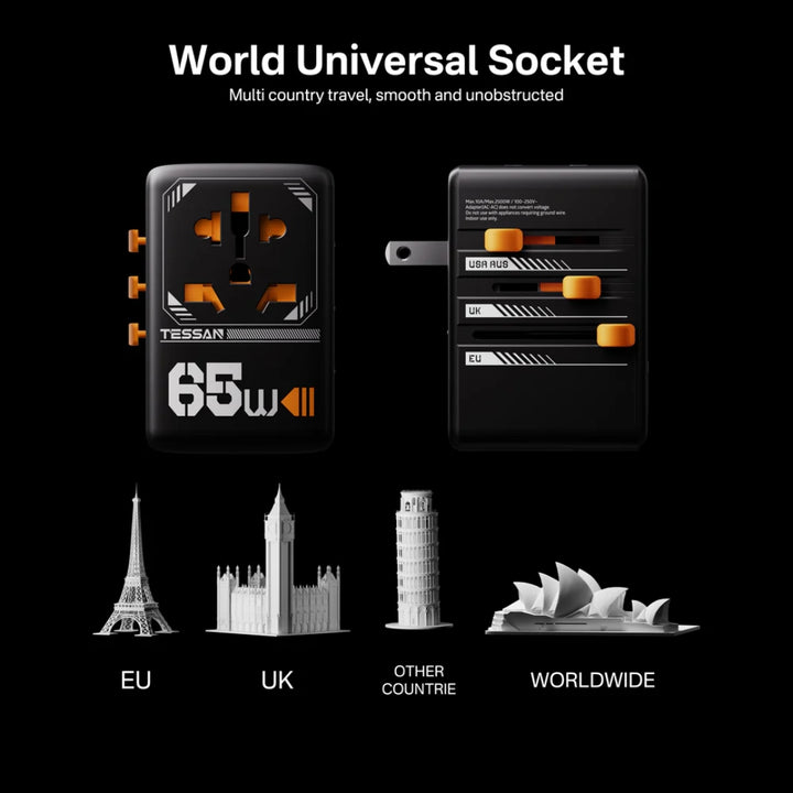 Tessan 65W Universal Travel Adapter 4 Port