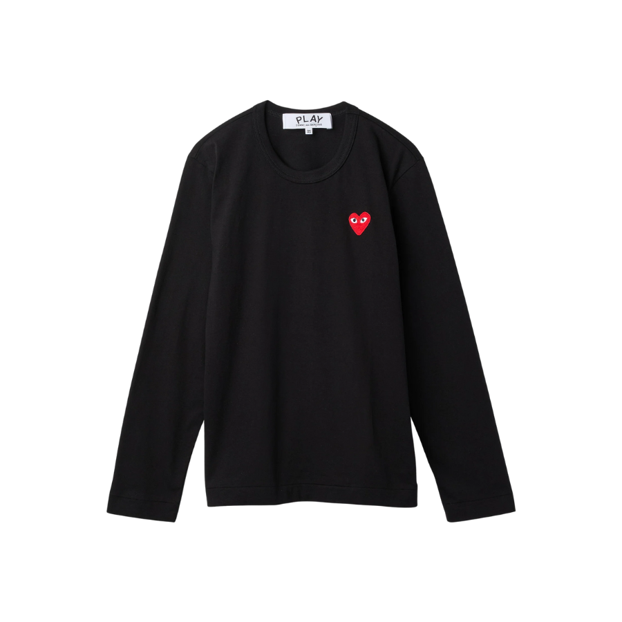 Red Emb Long Sleeve Tee (Black)