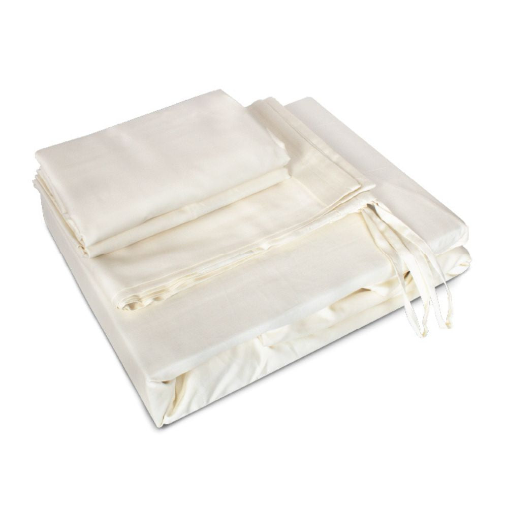 100% Long Staple Cotton Solid 1100TC Fitted Sheet Set - Tsubaki Cream