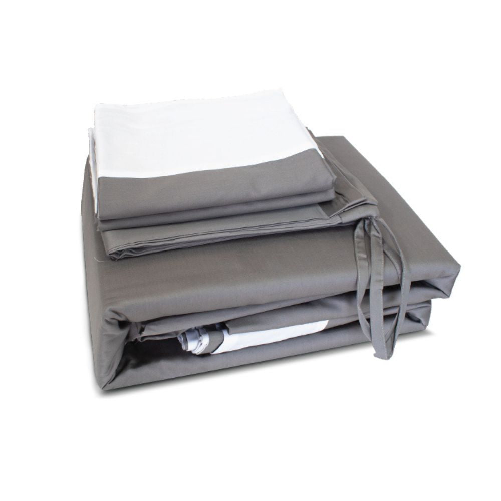 100% Long Staple Cotton Kasane 1100TC Bed Set 5pcs - Grey