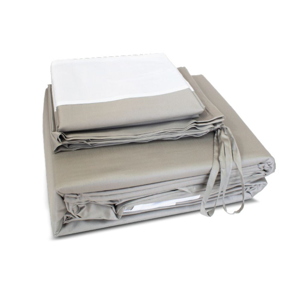 100% Long Staple Cotton Kasane 1100TC Bed Set 5pcs - Silver