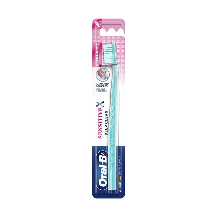Oral-B sensitive deep clean toothbrush with packaging on a white background