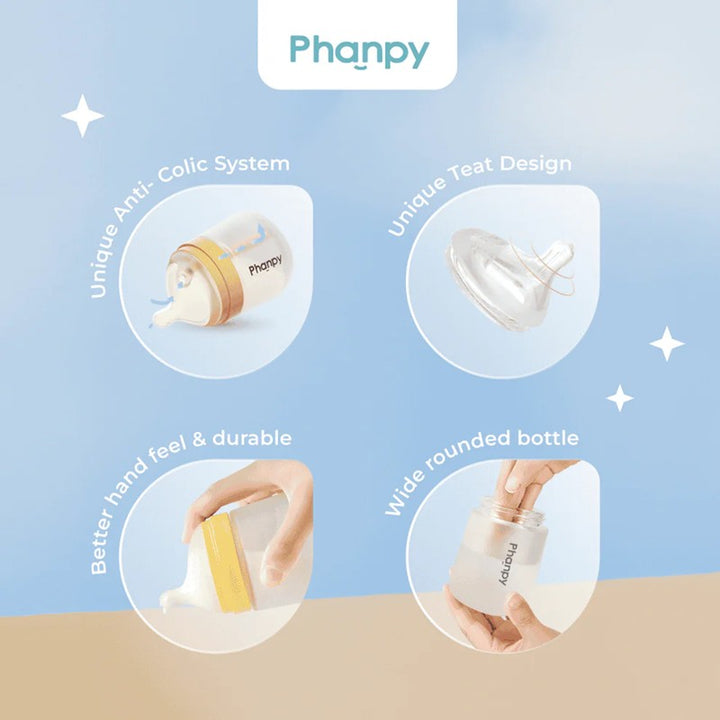 Phanpy Anti Colic Glass Bottle (160ml/240ml)