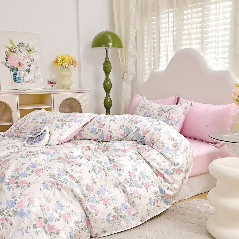 Quilt Cover Set 1000TC (Pink Blue Flower)