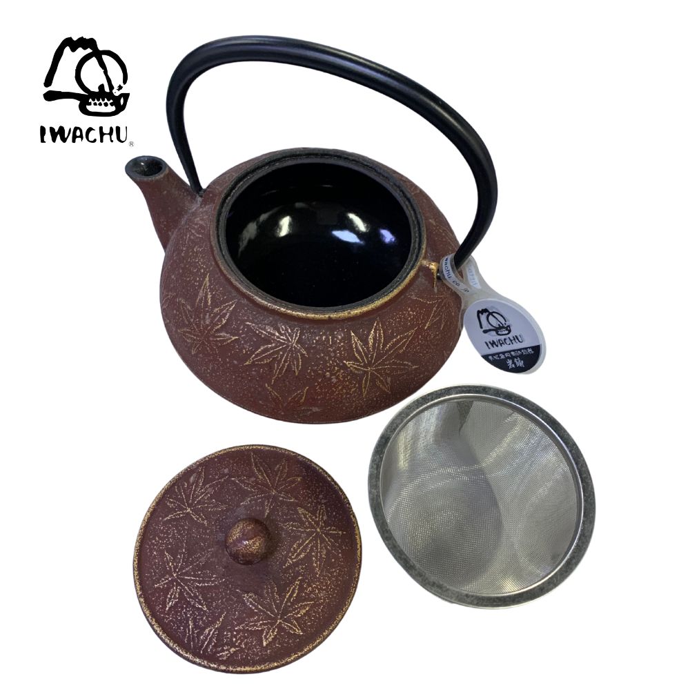IWACHU Cast Iron Kikkou Teapot Kettle with Tea Strainer 0.65L (Brown & Gold) | Isetan KL Online Store