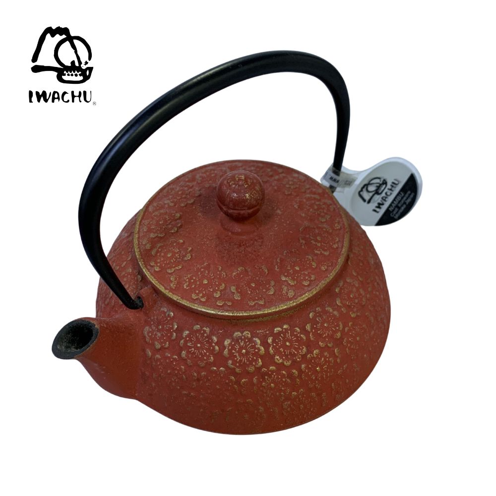 IWACHU Cast Iron Kikkou Teapot Kettle with Tea Strainer 0.65L (Gold & Red) | Isetan KL Online Store