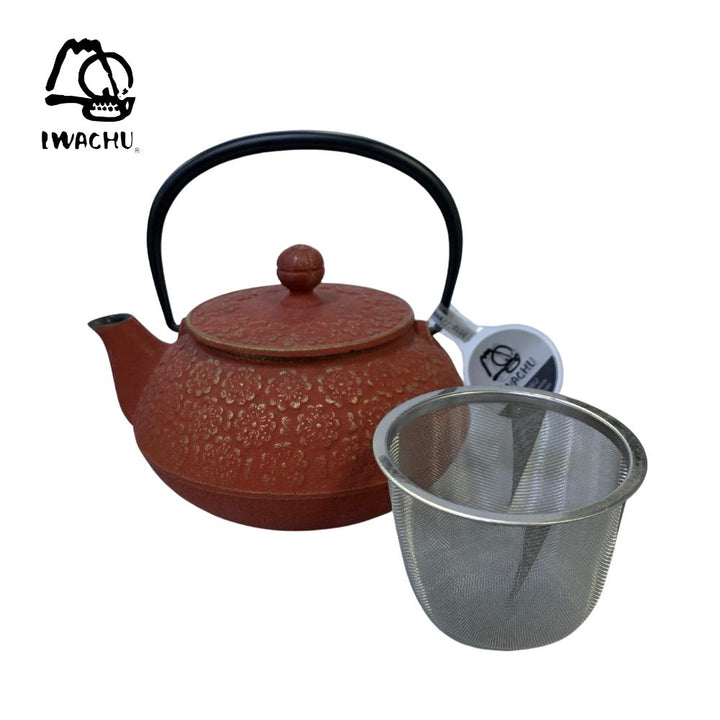 IWACHU Cast Iron Kikkou Teapot Kettle with Tea Strainer 0.65L (Gold & Red) | Isetan KL Online Store