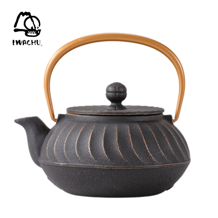 IWACHU Teapot Wave with Tea Strainer 0.65L (Black & Gold) | Isetan KL Online Store