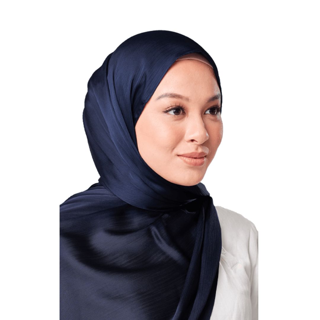 Maya Crinkle Satin Scarf Blue Moon