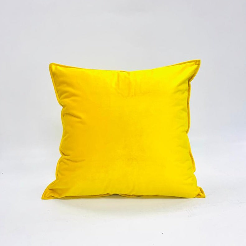 Plain Velvet Lemon Yellow Cushion Cover