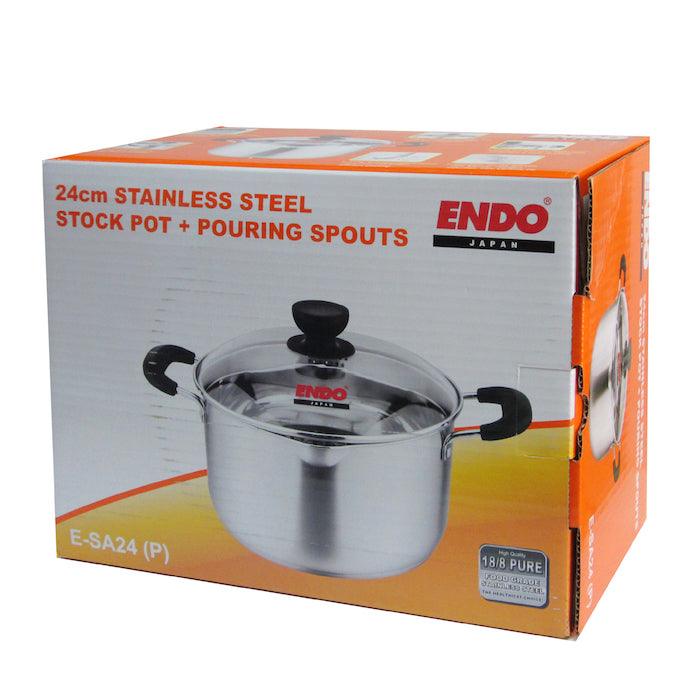 ENDO Stainless Steel Stock Pot With Pour Spouts 24cm | Isetan KL Online Store