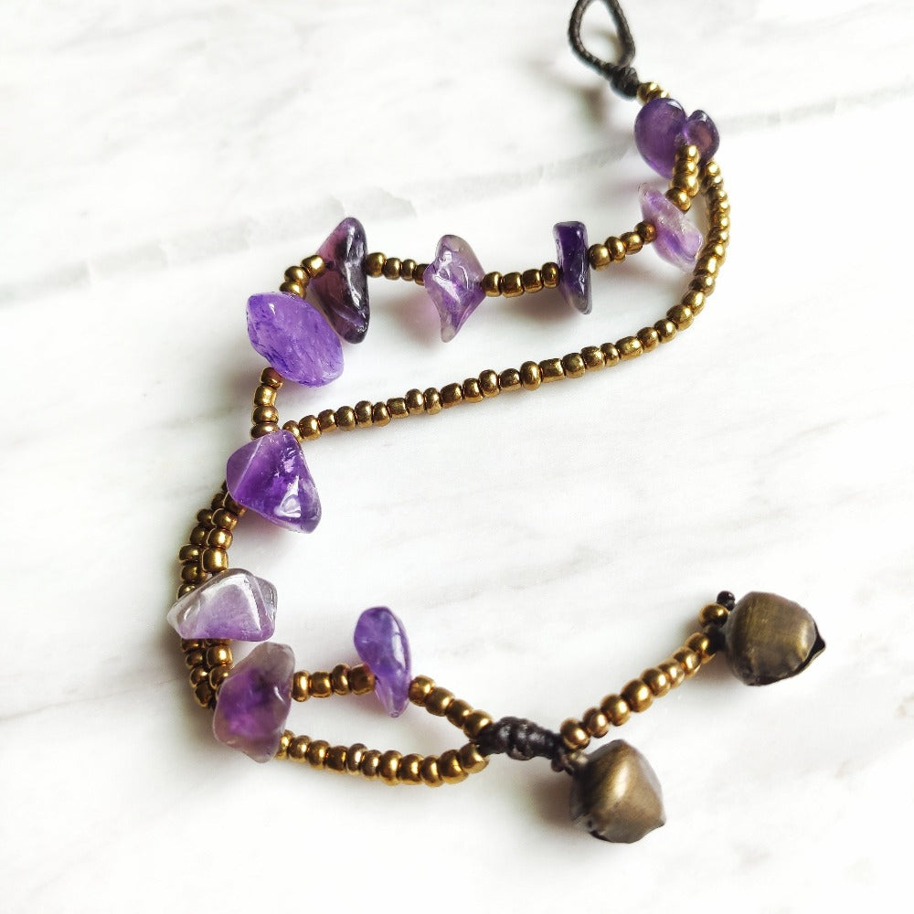 ER BY ERVY Natural Amethyst Gemstone Chip Chain Bracelet | Isetan KL Online Store
