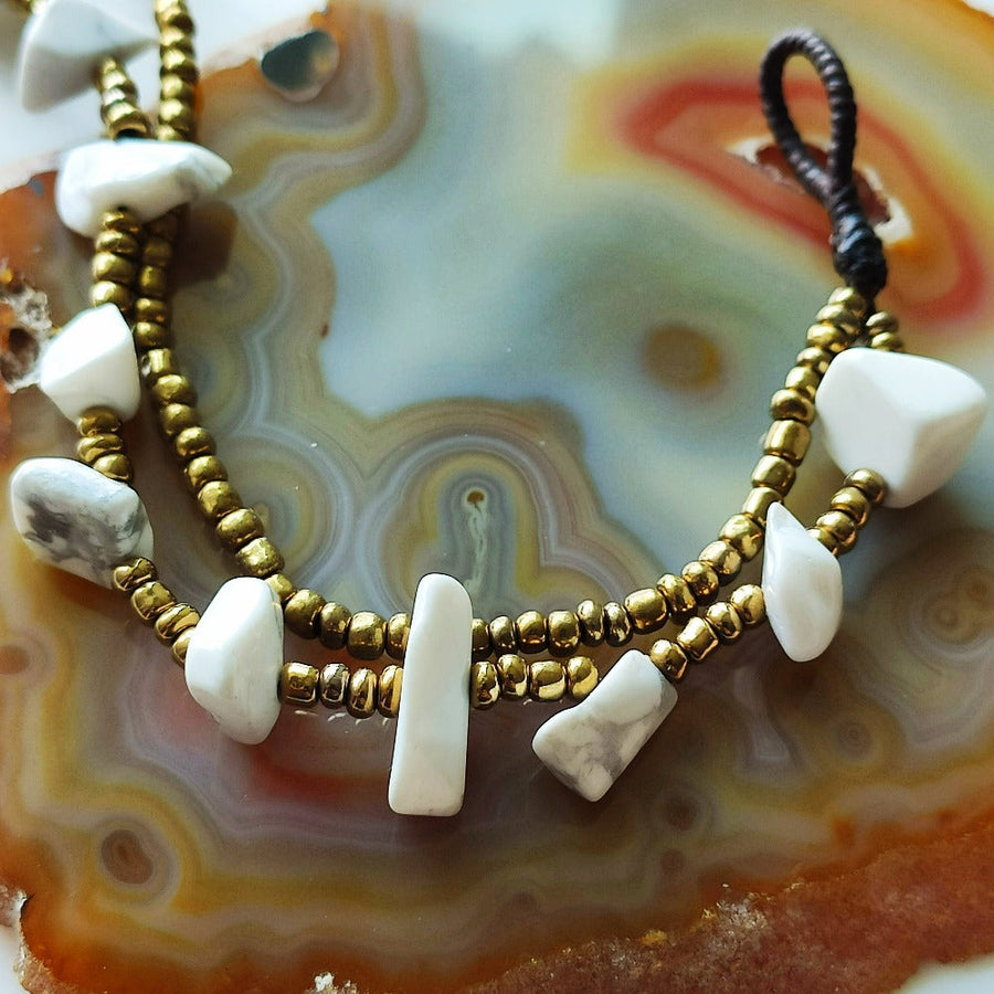 ER BY ERVY Natural Howlite Gemstone Chip Chain Design Bracelet | Isetan KL Online Store