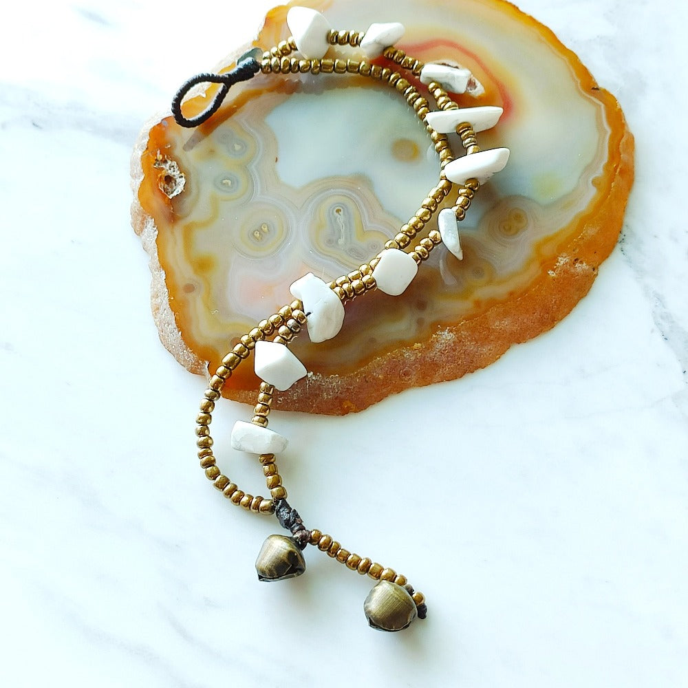 ER BY ERVY Natural Howlite Gemstone Chip Chain Design Bracelet | Isetan KL Online Store