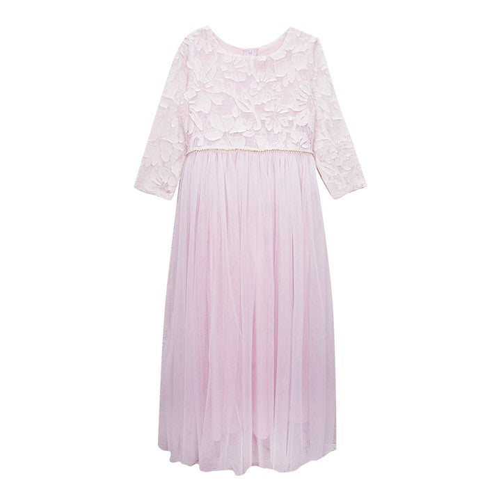 MINI PINK Girl Light Pink 3D Lace Tulle Party Long Maxi Dress | Isetan KL Online Store