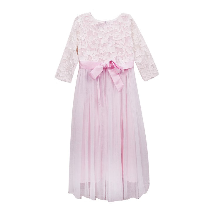 MINI PINK Girl Light Pink 3D Lace Tulle Party Long Maxi Dress | Isetan KL Online Store