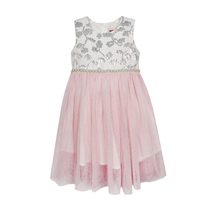 MINI PINK Girl Silver Shine White Party Dress | Isetan KL Online Store