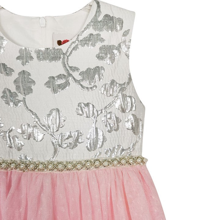 MINI PINK Girl Silver Shine White Party Dress | Isetan KL Online Store