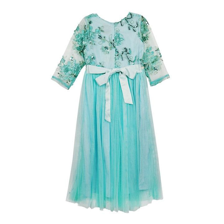 MINI PINK Girl Turquoise Sequin Tulle Party Long Maxi Dress | Isetan KL Online Store
