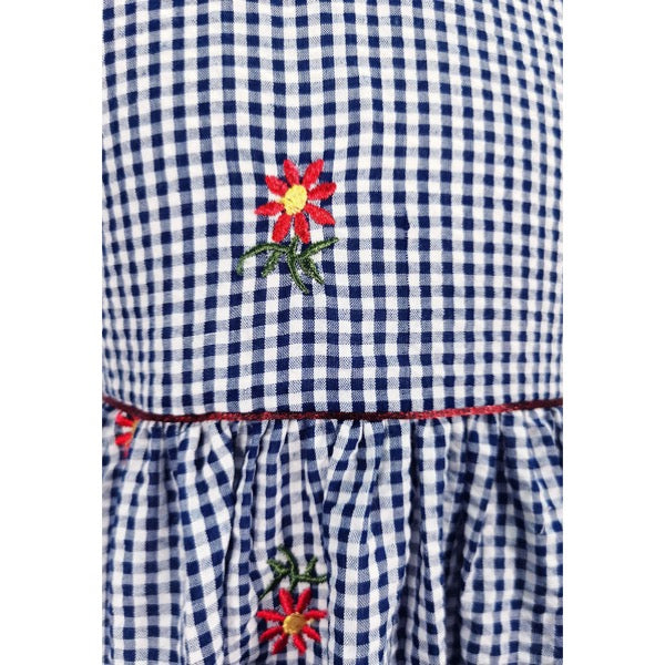 MINI PINK Girls Cotton Checks Embroidery Short Sleeve Dress | Isetan KL Online Store