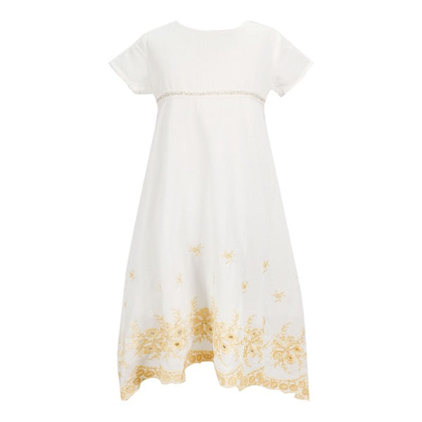 MINI PINK Girls Lace Insert Cotton Embroidery Short Sleeve Dress | Isetan KL Online Store