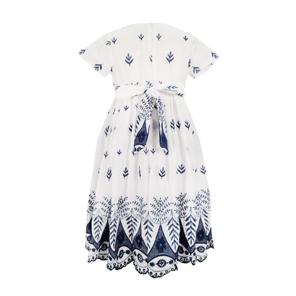 MINI PINK Girls Lace Insert Cotton Embroidery Short Sleeve Dress | Isetan KL Online Store