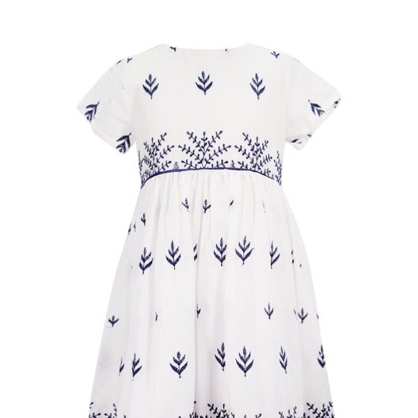 MINI PINK Girls Lace Insert Cotton Embroidery Short Sleeve Dress | Isetan KL Online Store