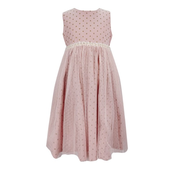 MINI PINK Girls Pinkish Heart Cotton Sleeveless Party Dress | Isetan KL Online Store
