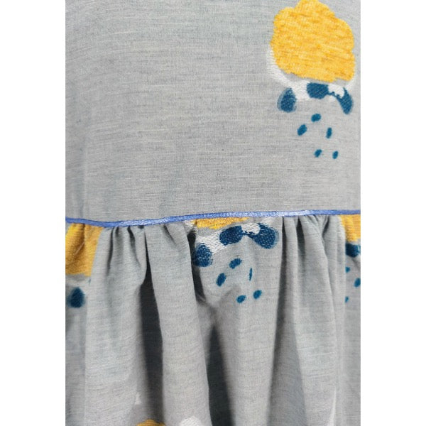 MINI PINK Girls Rain Drops Grey Cotton Embroidery Short Sleeve Dress | Isetan KL Online Store
