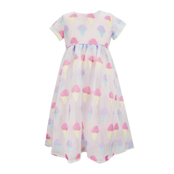 MINI PINK Girls Sweet Dessert Embroidery Chiffon Short Sleeve Dress | Isetan KL Online Store