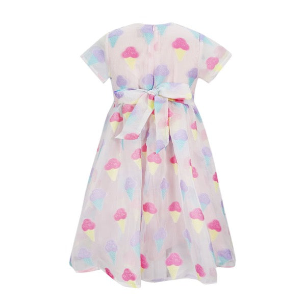 MINI PINK Girls Sweet Dessert Embroidery Chiffon Short Sleeve Dress | Isetan KL Online Store