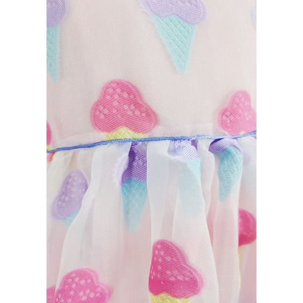 MINI PINK Girls Sweet Dessert Embroidery Chiffon Short Sleeve Dress | Isetan KL Online Store