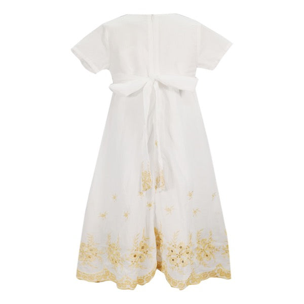 MINI PINK Girls Lace Insert Cotton Embroidery Short Sleeve Dress | Isetan KL Online Store