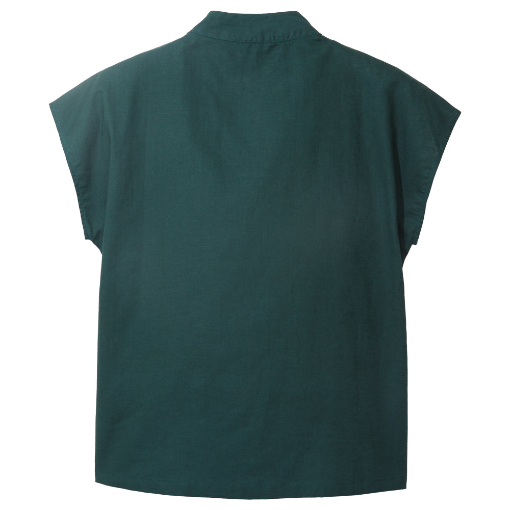 Verdant Blossom Mandarin Blouse (Emerald)
