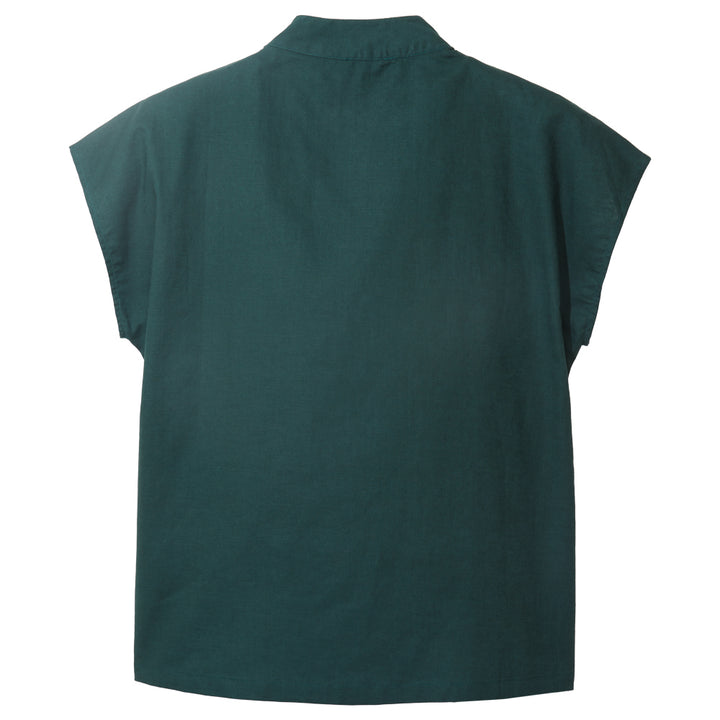 Verdant Blossom Mandarin Blouse (Emerald)