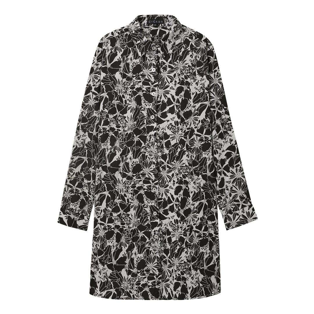 Long Sleeve Floral Shirt (Black)