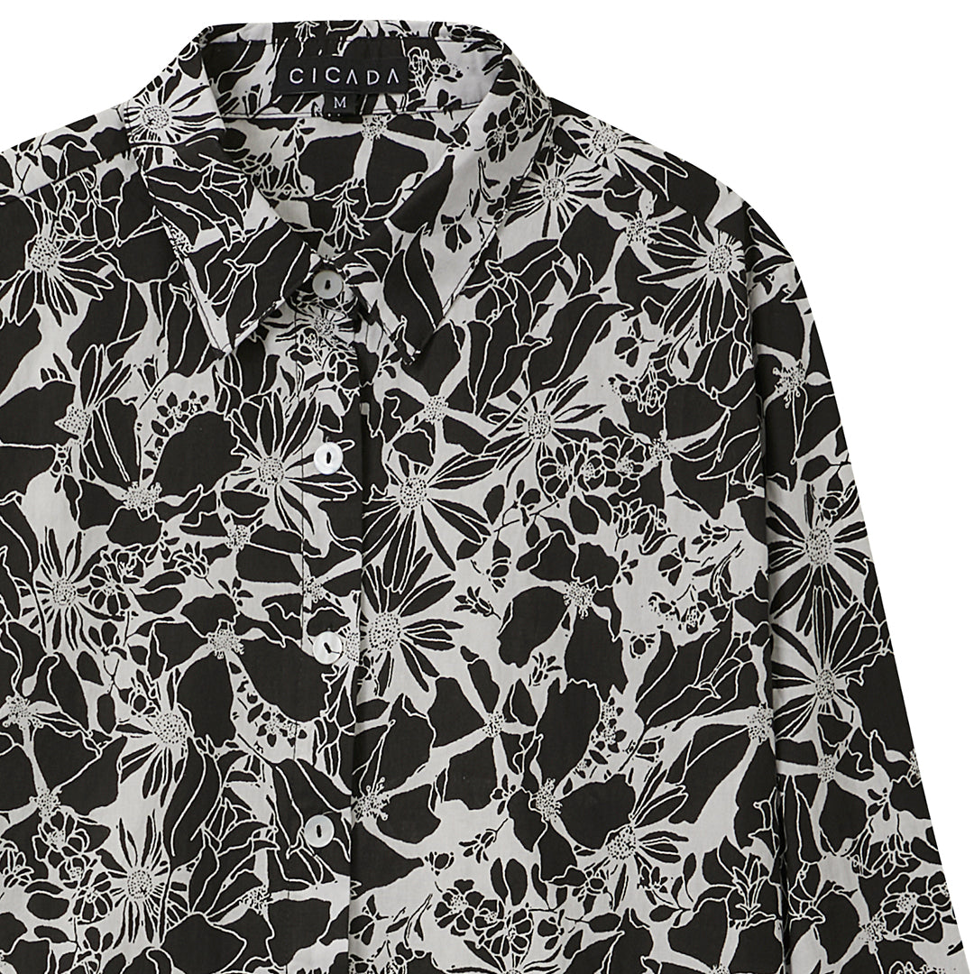Long Sleeve Floral Shirt (Black)