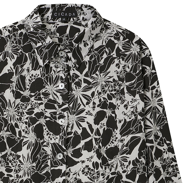 Long Sleeve Floral Shirt (Black)
