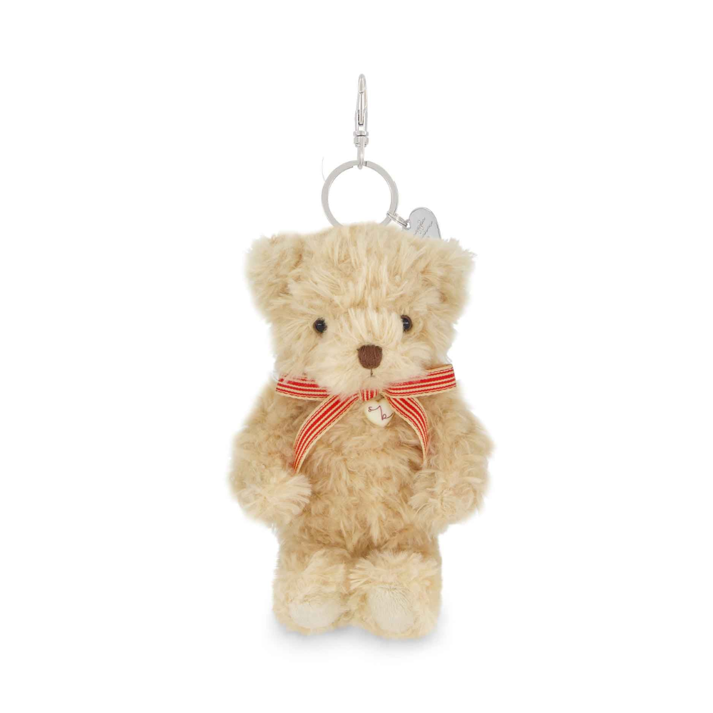 Arthur The Bear Keyring - Red Stripe Ribbon Bow 