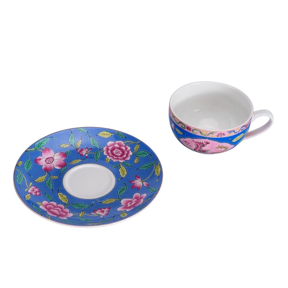 [Pickup Only] Blossom Prosperity Cup and Saucer 200ml (Blue)